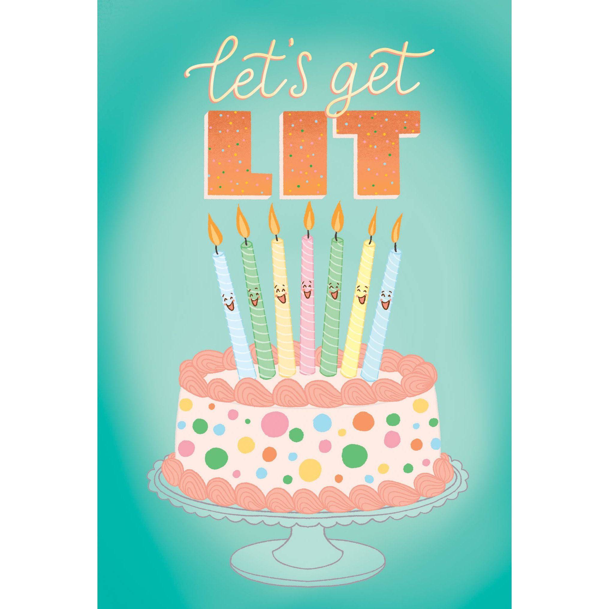 Let's Get Lit birthday card by Pictura, featuring vibrant colorful design, perfect for celebrating birthdays with fun and style.